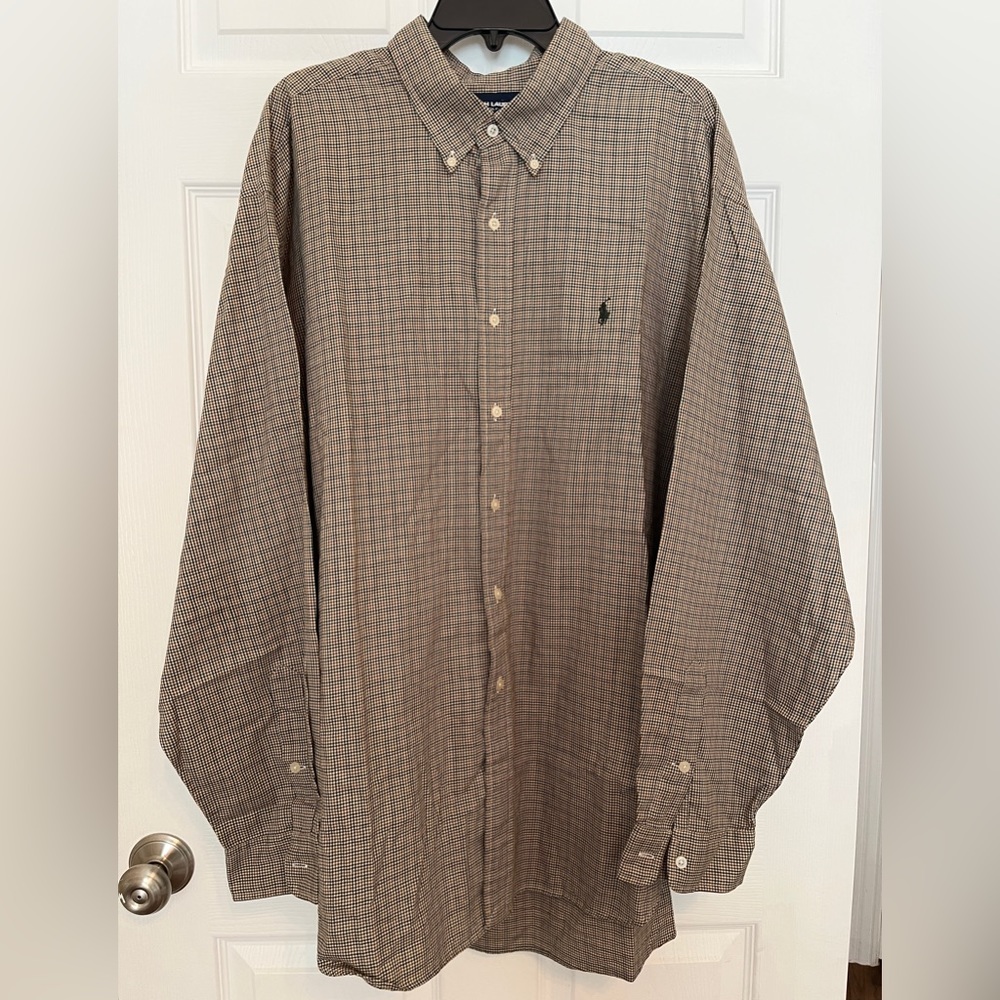 Ralph Lauren Golf Tilden Black/Green Plaid Collard Size XXL